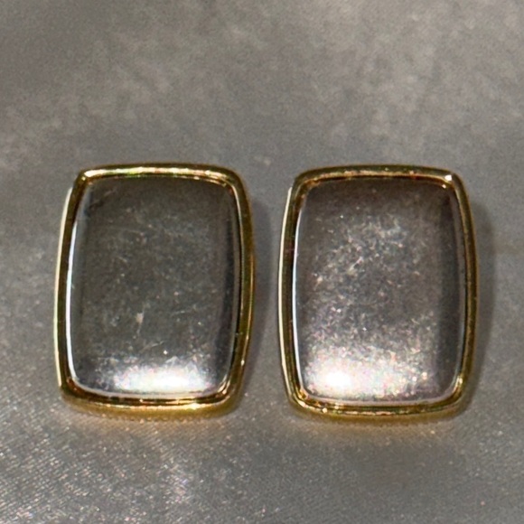 Vintage Napier Mixed Metal 2-Tone Silver Gold Rectangle Screwback Clip Earrings - Picture 7 of 16